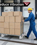 3 Inch Heavy Duty Dual Spring Shock Absorption Caster Wheels Set Of 4 on a cart carrying boxes, ideal for smooth transport.