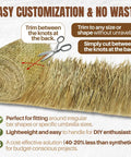 Mexican Palm Thatch Roll 35 Inch By 30 Ft Natural Tiki Bar Roof Palapa Thatched Roof Duck Blind Grass Patio Cover Hand Woven Real Straw Eco Friendly 87.5 Sq Ft Coverage Trim To Size easy customization instructions shown
