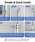 Instructional steps for installing Heavy Duty 4 Inch Satin Nickel Self Closing Door Hinges with adjustable tension.