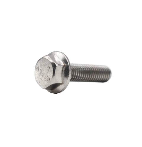 Pack Of Ten M8 X 20mm Flanged Hex Bolts Made From Solid 304 Stainless Steel For No Sweat Tightening and Badass Rust Shield.