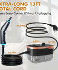 Portable Handheld Steam Cleaner With 16 Versatile Attachments Get Stubborn Messes Outta Sight In Seconds 1500W Motor Heats Up Hella Fast 221 Degrees For Tile Grout Carpets Kitchen Bathroom Garage Auto Detailing No Sweat Deep Clean featuring 13ft total cord.