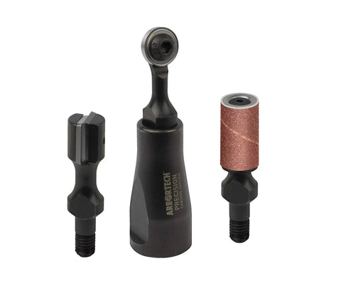 Three Piece Pro Grade Precision Power Carving Attachment Set for Woodworkers with Mini Ball Gouge, Precision Barrel Carver, and Drum Sander.
