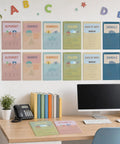 12Pcs Plastic Oversized Wall Pockets 12.6 x 9.4 Inches Hanging Wall File Organizer for classroom with Morandi color design