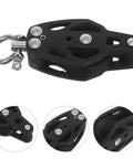 Nylon Pulley Block For Sailing And Boating, Heavy Duty Black Groove Wheel Marine Pulley With Bearing Roller, detailed view