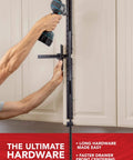 Installer using Cabinet Hardware Jig For Long Pulls And Shelf Pin Holes Install 32mm Holes On Shaker Doors, Made in USA