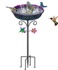 Metal Bird Bath For Outdoors Freestanding Garden Bowl With Vintage Look Ideal Yard Decor For Wild Birds And Hummingbirds Gradient Purple Finish Easy Assembly Durable Weatherproof Exterior Centerpiece