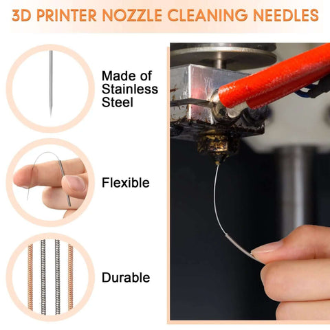 50 Piece 3D Printer Nozzle Cleaning Kit With MK8 Nozzles And Cleaning Needles, stainless steel needle clearing 3D printer nozzle