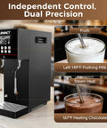 Beast Mode Dual Head Commercial Steam Milk Frother Driving Twin Independent Wands for precise frothing and heating drinks.