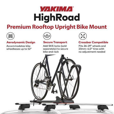 Rooftop Upright Bike Mount Carrier For Wheelbases Up To 52 Inches Easy No Fuss Transport With Wheel Only Clamps To Protect Carbon Frames And Custom Paint on car roof with bike, black