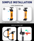 SMART JERRY orange siphon pump for gasoline with hoses; manual fuel transfer and inflator valve kit