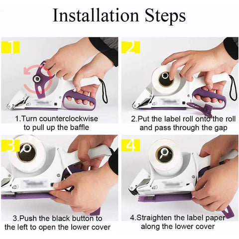 Installation steps for Portable Handheld Labeling Machine For Flat And Curved Surfaces Semi Auto Small Self Adhesive Sticker Gun.