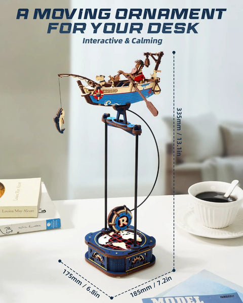 3D Wooden Puzzle Kit For Adults Featuring Gravity Swing Ship Model And Aircraft Model Building Set For Teens 14 Plus A Collectible Boat And Plane DIY Craft For Home Display History Buffs displayed on desk.
