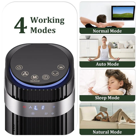 Stay Cool Without The Noise Using This Bladeless Tower Fan Packed With Swift Oscillation And Handy Remote Controls And Rapid Speeds That Truly Slap For Bedroom Chill And Dorm Vibes Or Office Grind Today Black with 4 operational modes.
