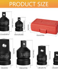 Heavy Duty 6 Piece Impact Socket Adapter Kit Set With Carrying Case For Reliable Driver Wrench Size Conversion Reducer Tools, sized adapters in red case