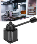 Wedge Type Tool Post Piston Quick Changing Boring Holder for CNC lathes, shown with a CNC machine setup
