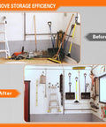 Heavy Duty Garage Hooks 4 Pack J Shaped Wall Mounted Hanger Organizer For Ladders Bikes Tires Hose And Tools Durable Steel Construction With Non Slip Rubber Ends For Maximum Stability storage before and after