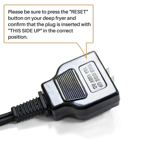 Close-up of black magnetic connector for Magnet Power Cord For L-DF401B-T Deep Fryer Only, 1 Meter Black Replacement Cable.