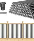 Top Shelf 100 Pack 26 Inch Black Aluminum Deck Balusters Built Like A Brick With Zero Fuss Powder Coat and sharp round spindles.