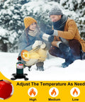 Portable Propane Heater For Outdoors, Cordless Radiant Camp Heater With Foldable Tank Holder used in a snowy environment