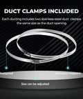 Stainless steel duct clamps with rustproof and corrosion-resistant features for 12 Pack 8 Inch Flex Aluminum Ducting 25 Feet Non Insulated Dryer Vent Hose For Heating Cooling And Ventilation With 2 Clamps Silver Durable Inline HVAC Duct Kit