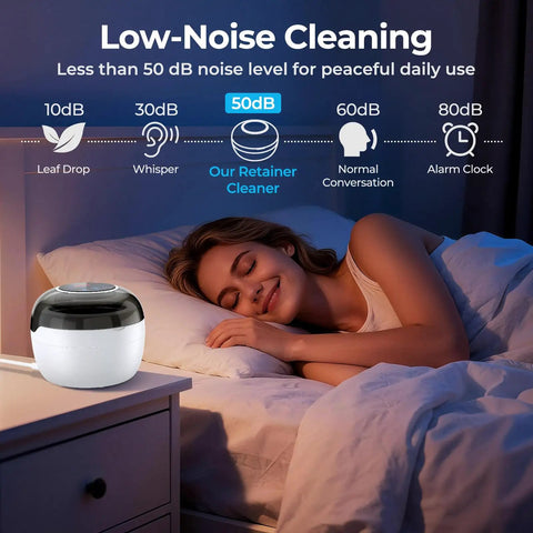 Ultrasonic Retainer Cleaner Machine For Dentures Mouth Guards Night Guards Aligners And Jewelry 45kHz 250ml UV Deep Cleaning System
