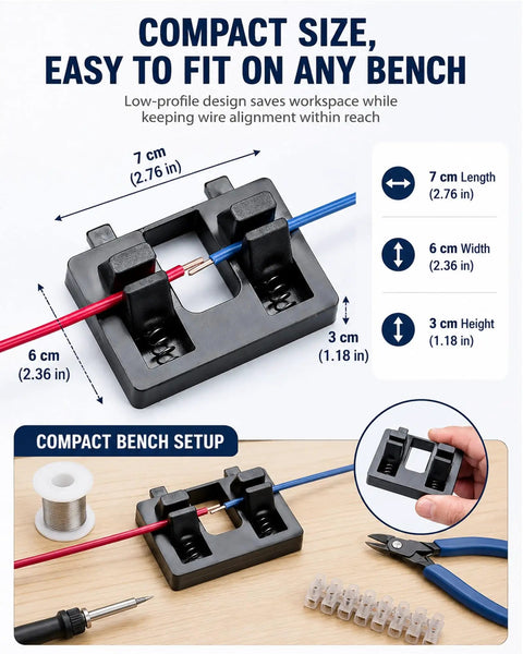 Secure Heavy Duty Spring Loaded Soldering Jig Grips Stripped Wires Snug, compact 7cm soldering jig for precise wiring tasks.