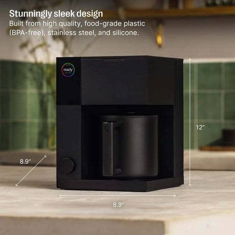 Aiden Precision Coffee Maker With Thermal Carafe 10 Cup Programmable Drip Coffee Machine in Matte Black on kitchen counter.
