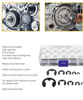 E Clip Assortment Kit With 580 Pieces Stainless Steel E Type Retaining Rings In Storage Box shown with mechanical parts