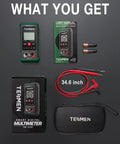 Smart Auto Range Digital Multimeter 4000 Counts For Home DIY Projects No-Brainer For Measuring AC And DC Voltage, accessories included.