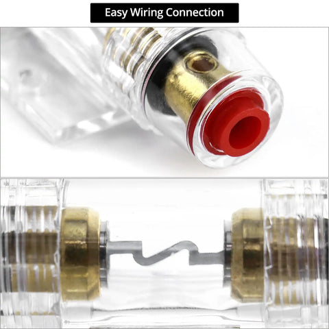 Heavy Duty Drip Proof Inline Fuse Holder With Two 60A Agu Fuses For 4 To 10 Awg Car Audio Wiring showing easy wiring connection detail.