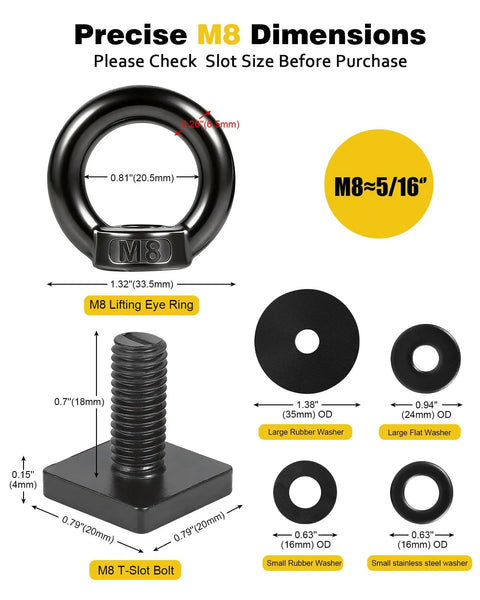 Diagram of Heavy Duty T Track Mount Tie Down Anchor For Roof Racks And Truck Beds No Nonsense M8 Stainless Steel Eye Bolts And Rings