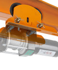 Beefy Electric Hoist Trolley For I Beams With Dual Track Rollers, 1 Ton Load Capacity, adjustable flange, push geared overhead trolley