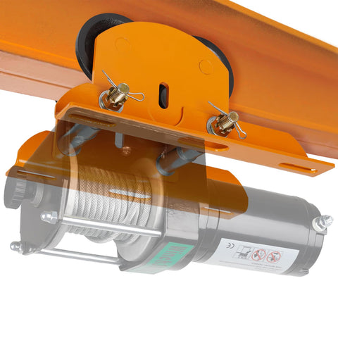 Beefy Electric Hoist Trolley For I Beams With Dual Track Rollers, 1 Ton Load Capacity, adjustable flange, push geared overhead trolley