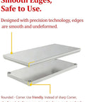 Stainless Steel Workbench With Dual Tier Storage Rack, 31.5 By 20 Inches, smooth edges, close-up of tiered design.