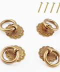 Four Pack Bronze Metal Ring Pull Handles for Cabinets and Drawers 1.2 Inch Diameter Circle Cabinet Knobs with Dual Mounting Screws