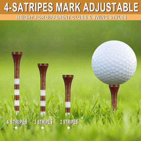 Wooden Golf Tees 3 1 Quarter Inches 100 Count Natural Hardwood Brown With White Markings for consistent tee shots and practice on the green