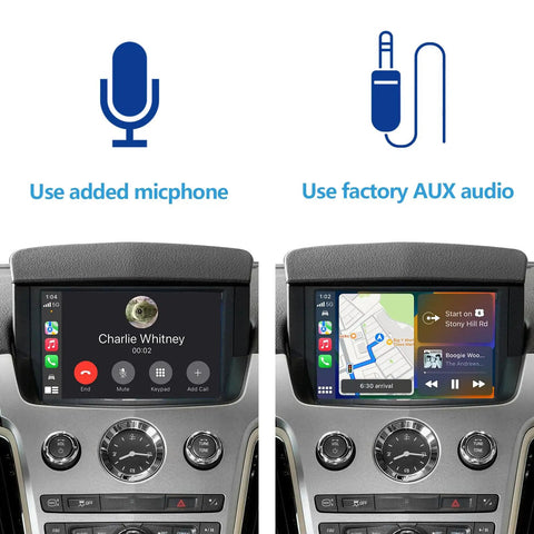 Wireless CarPlay And Android Auto Interface For Cadillac CTS 2009-2013 Retrofit Kit With Original Camera Support shown on screen