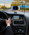 Car interior with Dual USB Fast Car Charger 4.8A and 6ft coiled Lightning cable for iPhone mounted, showing GPS use.