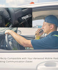 Driver using Standard Dynamic Mobile Radio Microphone with RJ45 Plug for Kenwood Radios in a vehicle