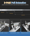 Heavy Duty Locking Drawer Slides With Full Extension Ball Bearing Side Mount Rails 18 To 40 Inch, detailed rail measurements shown