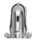 Top Shelf 90 Degree Squeeze Connector In Die Cast Zinc Alloy For 1 2 Inch Conduit Fitting, front view with screws.