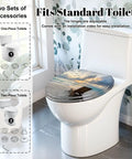 Elongated deck chair sandy beach waters edge seas Toilet Seat on standard toilet with adjustable hinges.