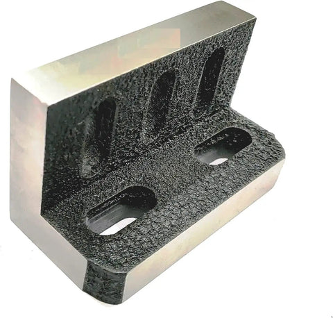 Cast Iron Heavy Duty Slotted Small Angle Plate 100 x 50 x 58 mm with 15 mm Thick Design, Stress Relieved for Durable Machine Shop Use and Precision Setup for Milling and Drilling Fixtures, Great for Workholding and Alignment
