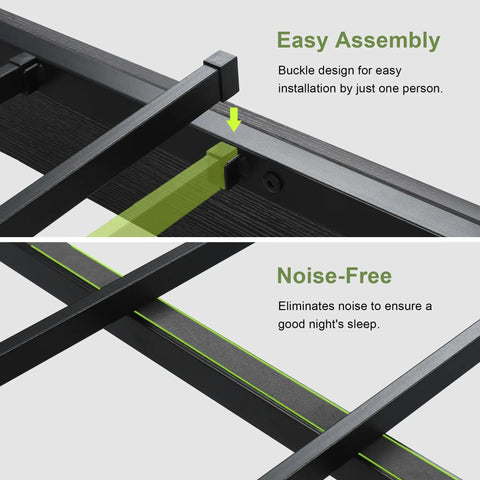 Queen Size Floating Bed Frame With Ambient Led Lights And Fast Charge Port, Modern Wood Sleep Base With Hidden Storage Headboard, Heavy Duty Metal Slats, Straight Up Skip The Box Spring, Toss Together In Minutes, Matte Black easy assembly and noise-free design details.