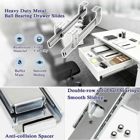 Under Desk Keyboard Tray Slides With Ball Bearing Runners 30cm 35cm 40cm Heavy Duty Extendable Rails For Home Office, Steel Material