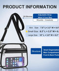 Clear Stadium Bag For Events, Compact Mini Purse With Crossbody Strap, 3 Pocket See-Through Hobo Style Purse For Concerts, Size Info