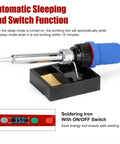 Pro Grade Fast Heating 90W Soldering Iron Kit With LED Digital Display 110V Ceramic Heater Adjustable Temperature shown with stand