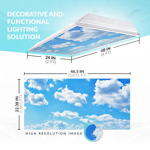 Fluorescent Light Covers For Classroom And Office Soften Harsh Glare To Ease Eye Strain And Headaches Cloud 001 4 Pack Calming