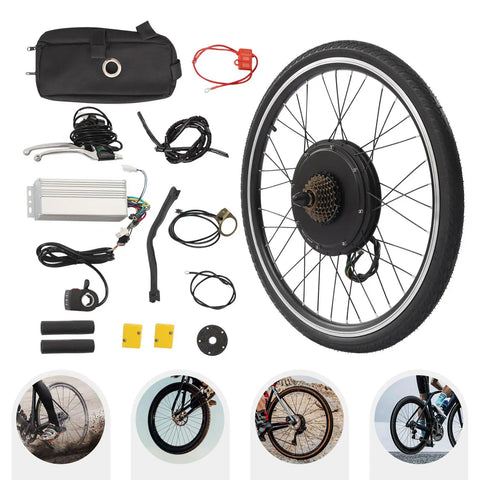 26 Inch 48V 1000W Rear Wheel Hub Motor Electric Bike Conversion Kit with parts for easy install and durable aluminum build