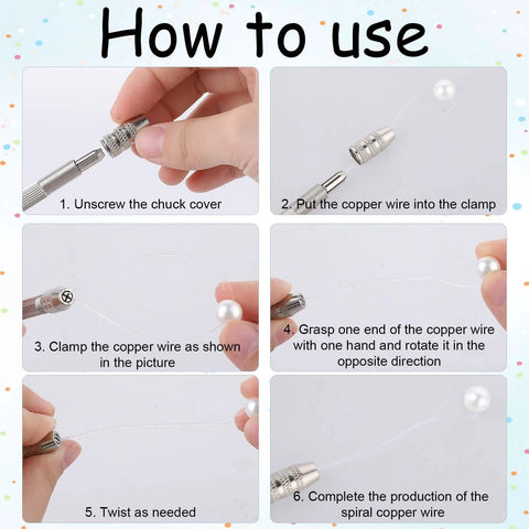 Instructions for using 4 Piece Double Ended Pin Vise Hand Drill Set For Jewelry Making Mini Pin Vise For Winding Copper Wire.